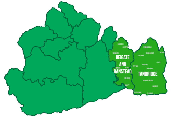 Map of Surrey District boundaries