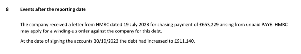 Pathway For Care Notice of HMRC debt