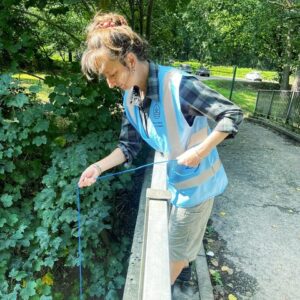 Woman testing river water